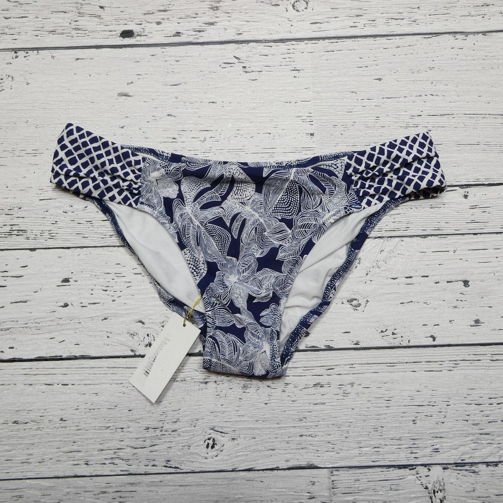 Helen Jon Bikini Bottom Womens Small Blue White Isla Sol Tab Side Hipster Swim‎